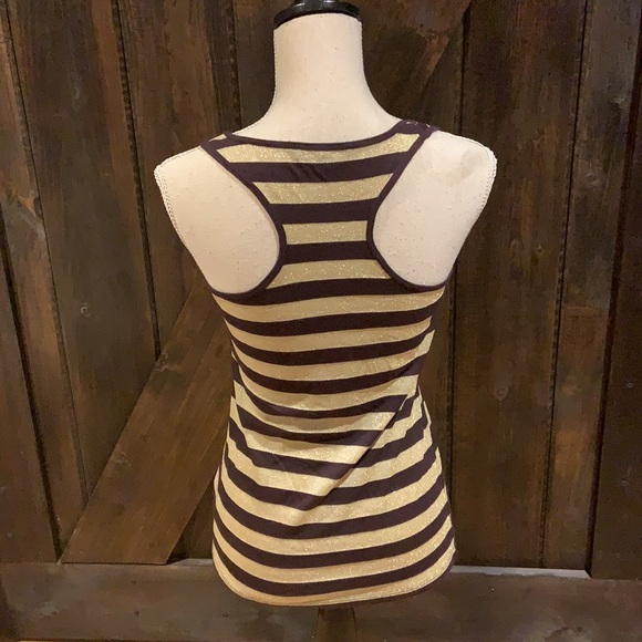 Vento sparkly gold and brown striped tank top - Picture 5 of 9